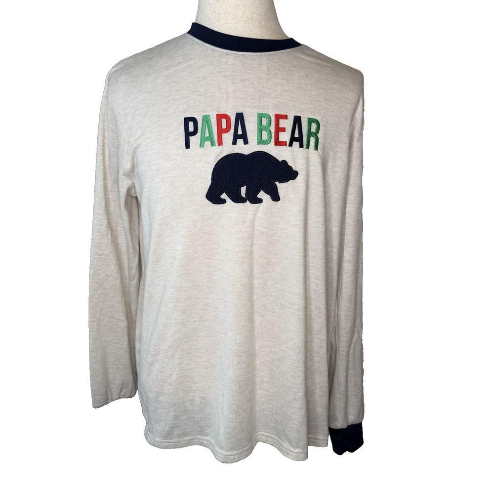 Dearfoams Papa Bear Men’s Pajama Top Size Large Long Sleeve Cozy Comfort
